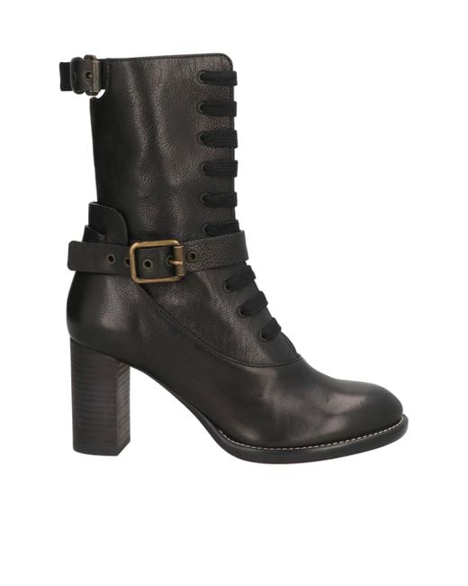 Chloé Black Comfortable Non-Slip Lace-Up Ankle Boots
