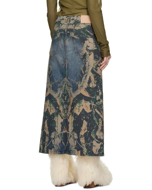 Acne Black Graphic Denim Maxi Skirt