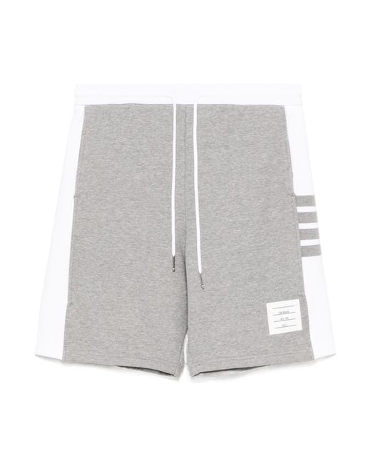 Thom Browne Gray Mid-Rise Drawstring Track Shorts for men