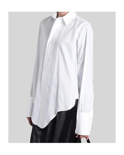 Maison Margiela White Curved-Hem Long Sleeved Shirt