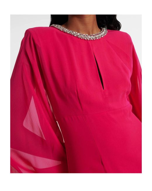 Roland Mouret Red Embellished Silk Chiffon Gown