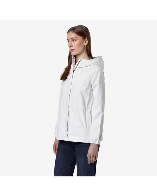 K-Way White Waterproof Zip Hooded Jacket