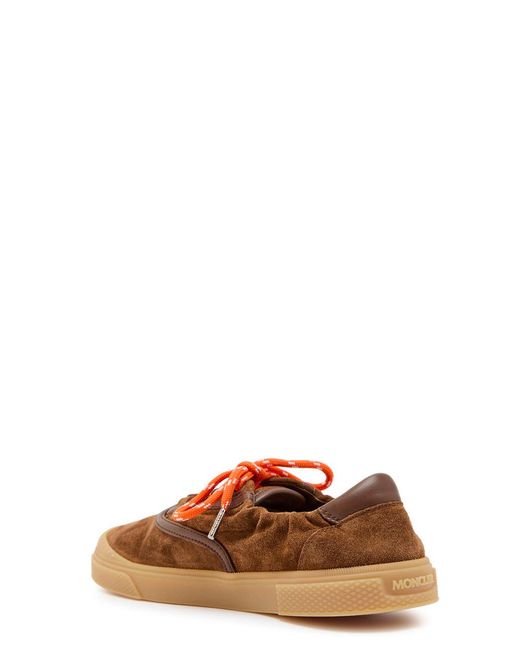 Moncler Brown Vera Leisure Leather-Trim Suede Sneakers