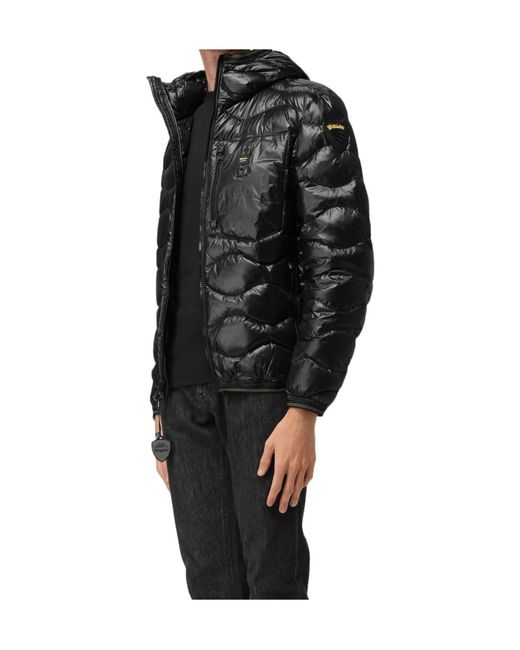 Blauer Usa Black Blauer Wave Quilted Hooded Down Jacket for men
