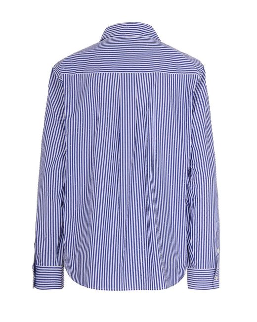 P.A.R.O.S.H. Blue Striped Embellished Shirt