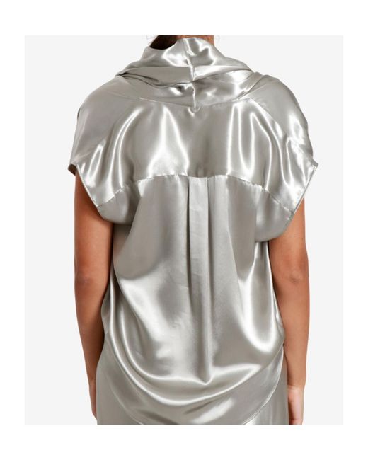 Alberta Ferretti Gray Pleated Shirt