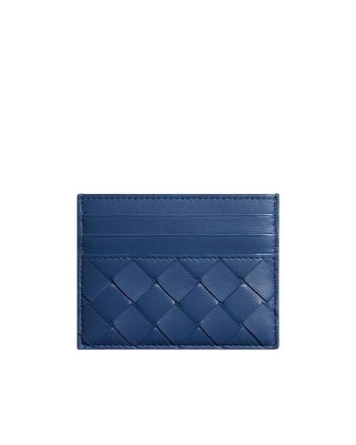 Bottega Veneta Blue Intrecciato Credit Card Case