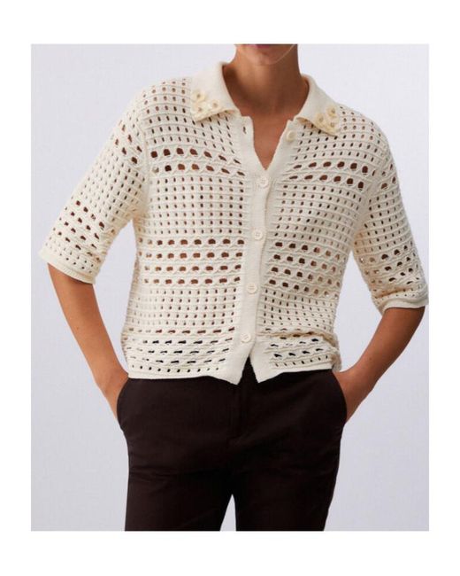 Liu Jo Natural Embellished Openwork Knitted Top