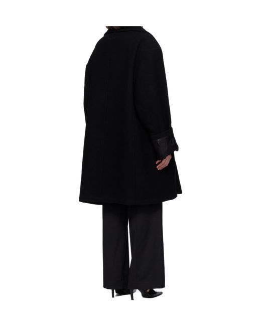 MM6 by Maison Martin Margiela Black Double-Breasted Oversized Coat
