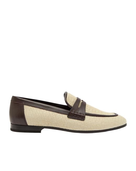 Brunello Cucinelli White Straw Loafers