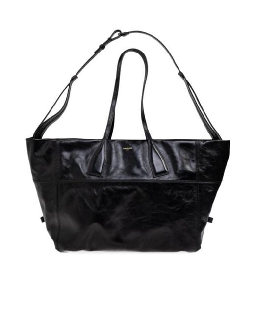 Balmain Black Logo Printed Track Zip Travel Bag for men