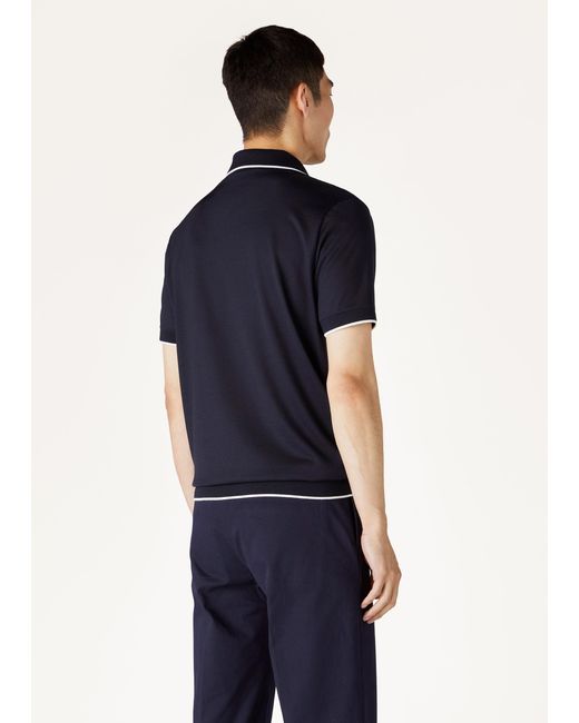 Loro Piana Black Waitaki Polo-Collar T-Shirt for men