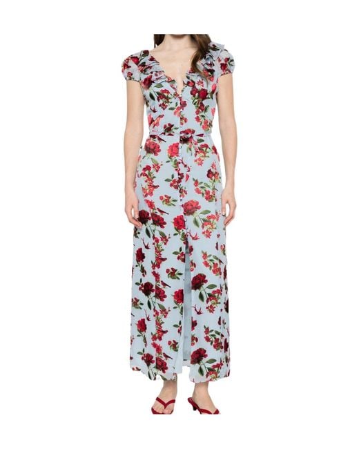 Alice + Olivia White X Stacey Bendet Tara Floral-Print Ruffled Midi Dress