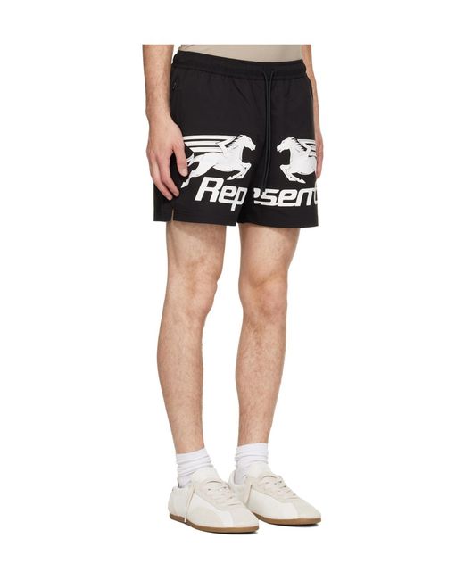 Represent Black Nothing Faster Drawstring Swim Trunks for men