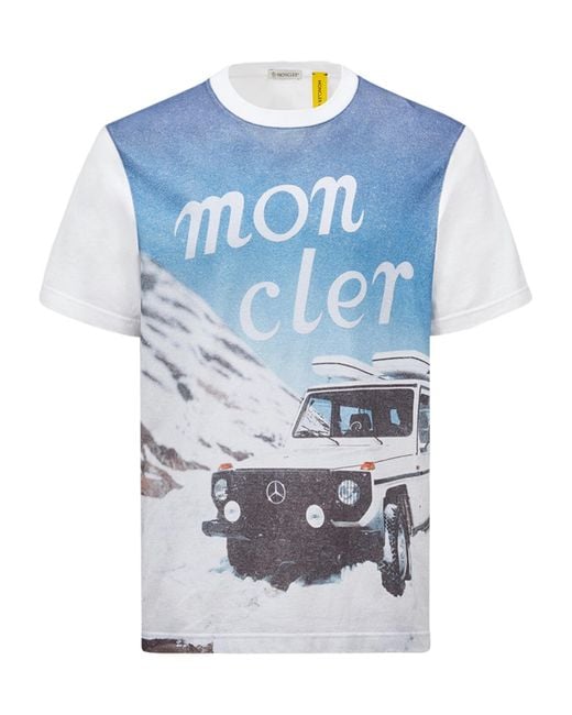 Moncler Blue X Mercedes-Benz By Nigo Printed Cotton T-Shirt for men