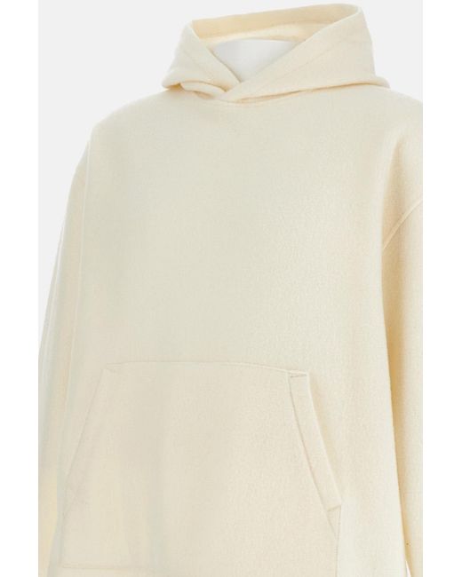 Rier White Straight Hem Long-Sleeved Hoodie for men