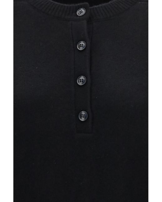 Loulou de Saison Black Malo Oversized Cashmere Henley Sweater