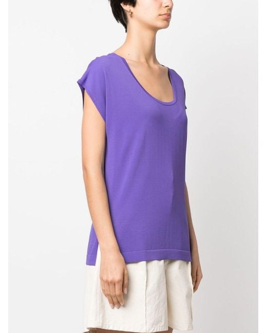 P.A.R.O.S.H. Purple Knitted Short-Sleeve Top