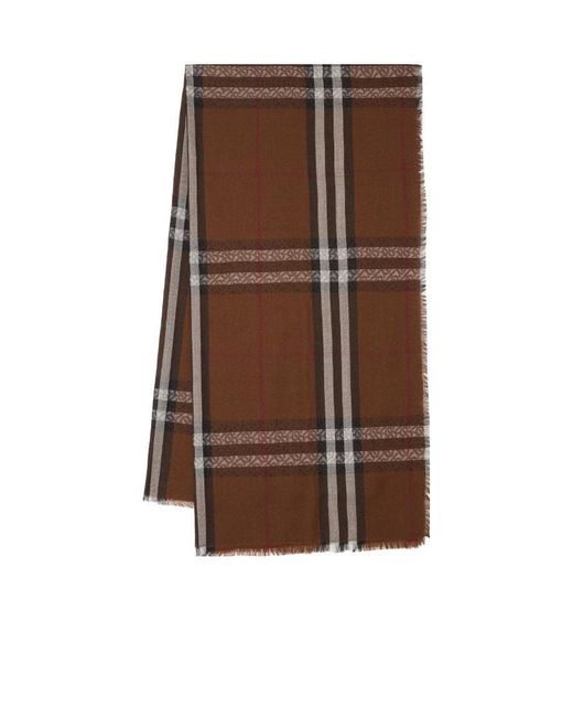 Burberry Brown Monogram Check-Print Scarf