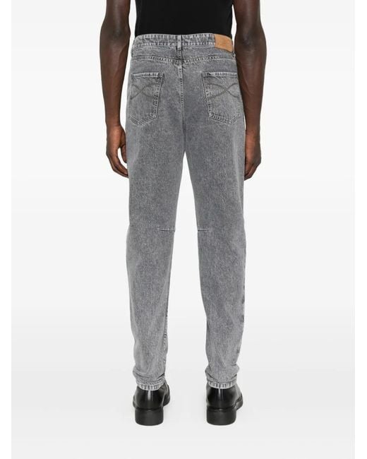 Brunello Cucinelli Gray Knee-Patch Denim Jeans for men