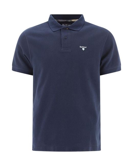 Barbour Blue Piqué Logo Polo Shirt for men