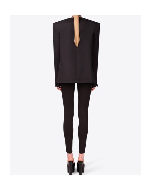 Area Black Crystal-Brooch Collarless Blazer