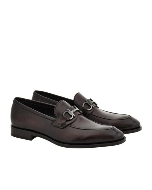 Ferragamo Black Loafer With Gancini Buckle for men