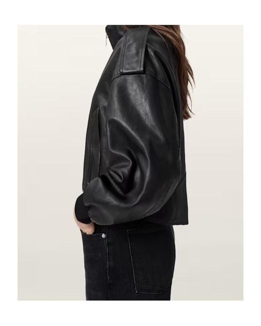 AllSaints Black Lowden Leather Jacket