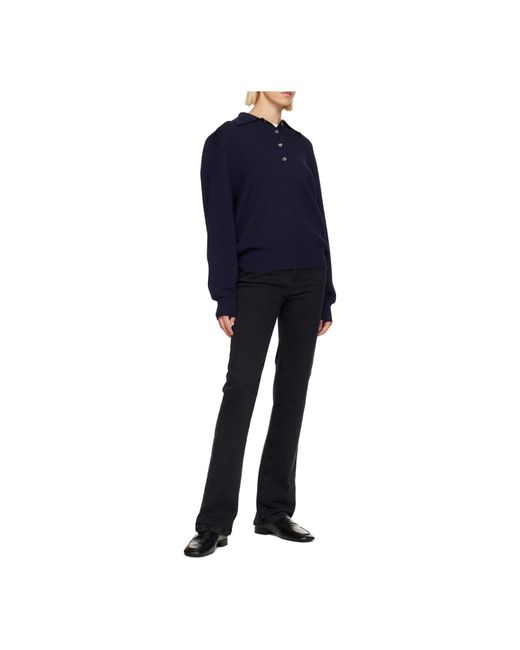 Rohe Blue Buttoned Knitted Polo Sweater