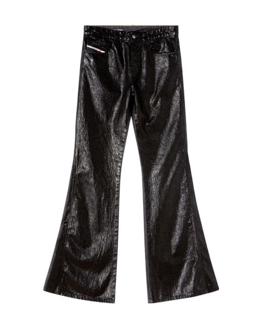 DIESEL Black Damiano David Coated Flared Jeans for men