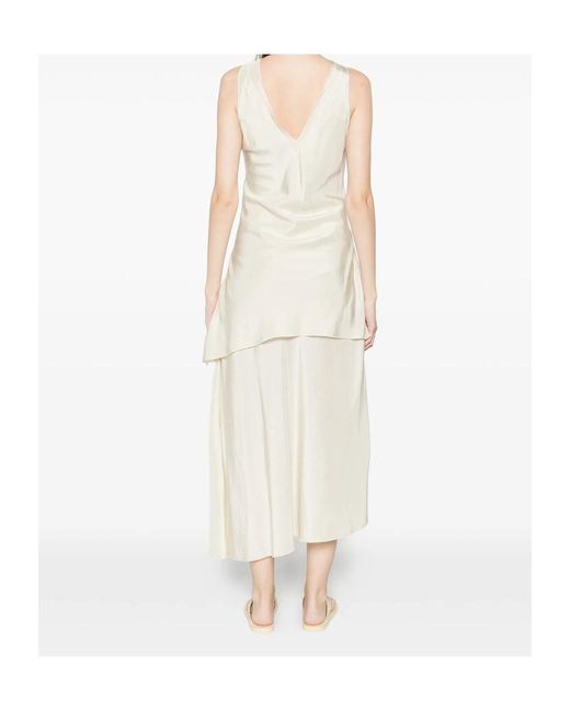 Barena White V-Neck Dress