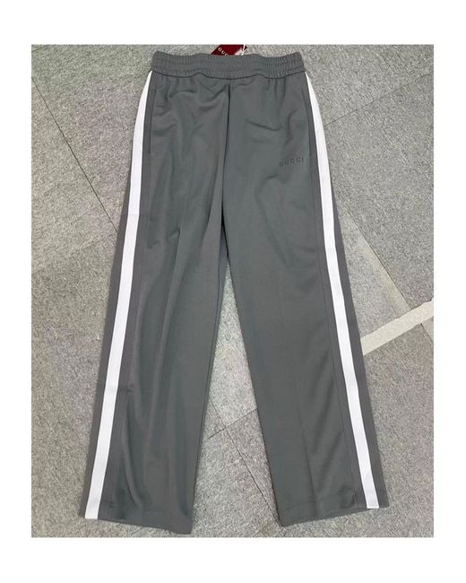 Gucci Gray Stripe-Detail Track Pants for men