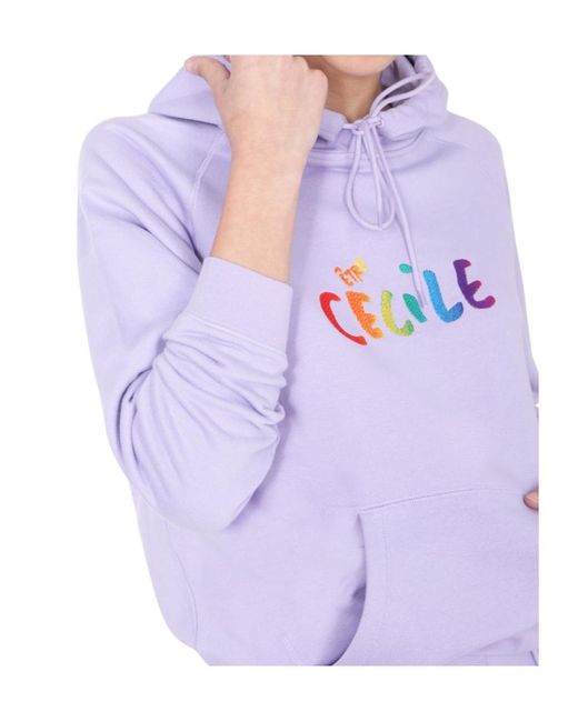 Être Cécile Purple Être Cécile Logo Print Drawstring Hoodie