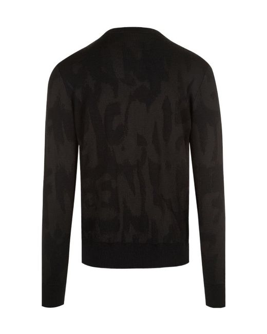 McQueen Black Logo Jacquard Knitted Jumper for men