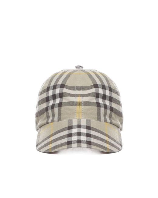Burberry Gray Check Pattern Baseball Cap for men