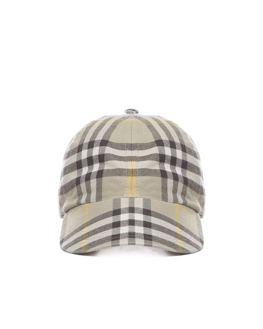 Burberry Gray Check Pattern Baseball Cap for men