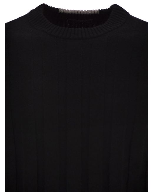 Peserico Black Ribbed Knit Jumper for men