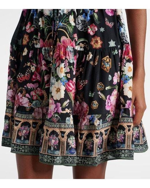 Camilla Black Crystal-Embellished Silk Minidress