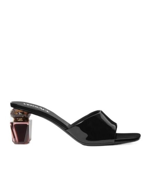 Versace Black Square-Toe Slip-On Sandals