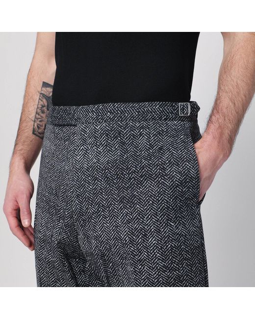 Prada Gray Printed Cotton Gabardine Pants for men