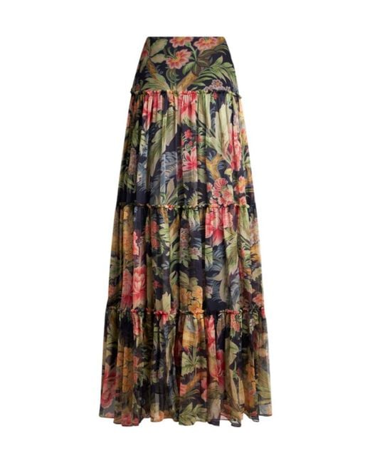 Etro Multicolor Printed Silk Skirt