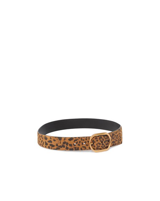 Pinko White Leopard Printed Buckled Belt