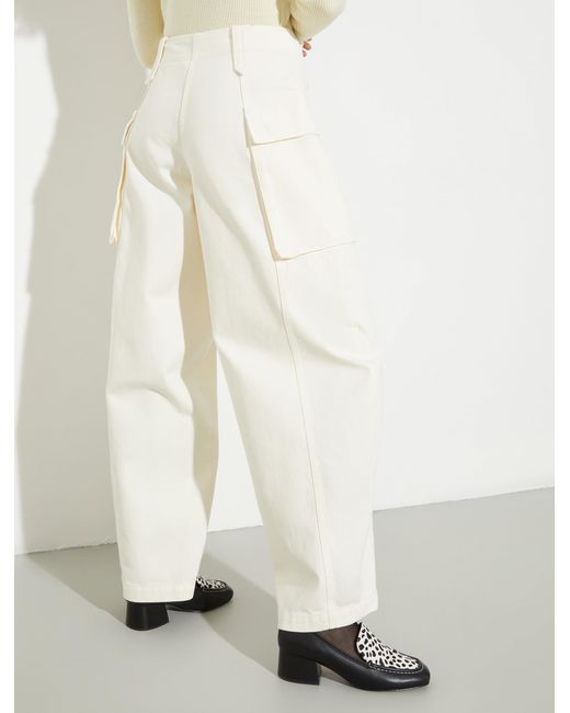 MAX&Co. White Barrel-Leg Cargo Trousers