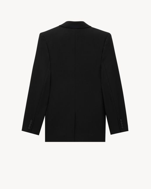 Saint Laurent Black Cassandre Double-Breasted Jacket