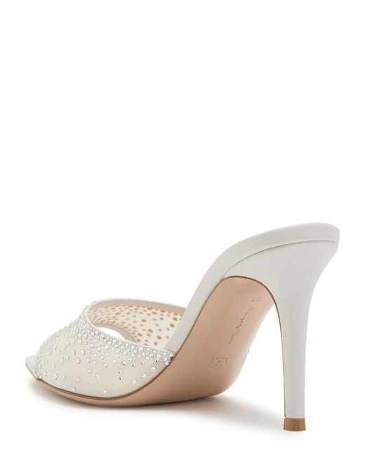 Gianvito Rossi White Rania 85 Crystal-Embellished Mesh Mules
