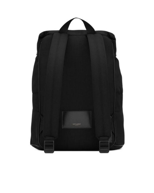 Saint Laurent Black Logo Embroidered Buckle Fastening Backpack for men