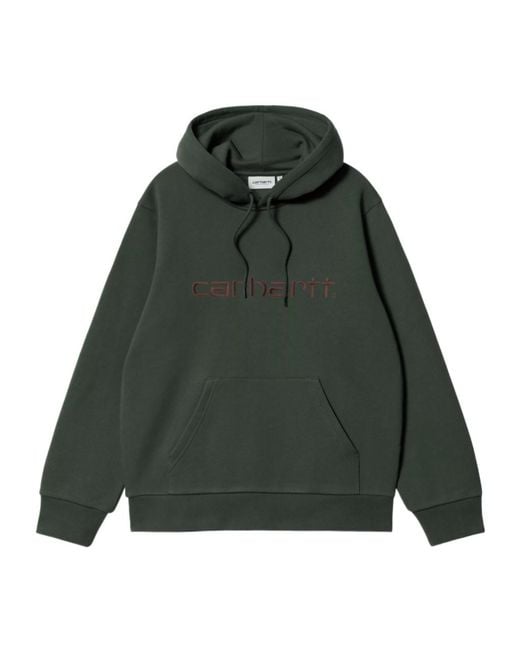 Carhartt Green Logo Embroidered Drawstring Hoodie for men
