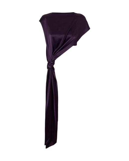 Galvan Purple Cropped Satin Top