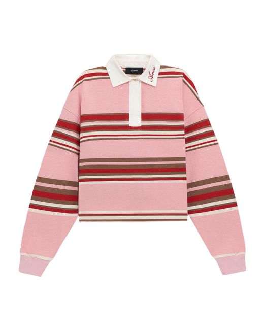 Amiri Red Striped Logo Polo Top