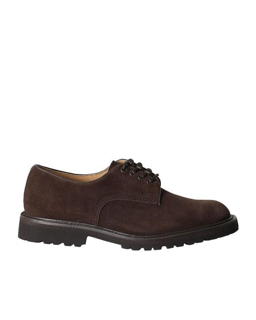 Tricker's Brown Daniel Suede Lace-Up Derby Shoes for men